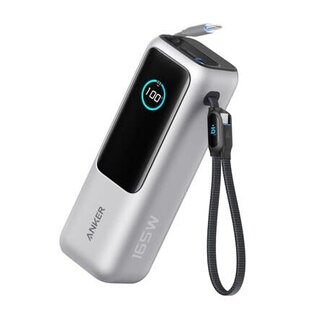 Anker Anker 25000 mAh Power Bank 165W with Built-In USB-C and Retractable Cable Silver