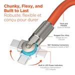 HyperGear 12 ft. 360cm 100W USB-C to USB-C Chunky 180 Rugged Cable w/Rotating Connectors - Orange