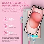 HyperGear 12 ft. 360cm 100W USB-C to USB-C Chunky 180 Rugged Cable w/Rotating Connectors - Pink