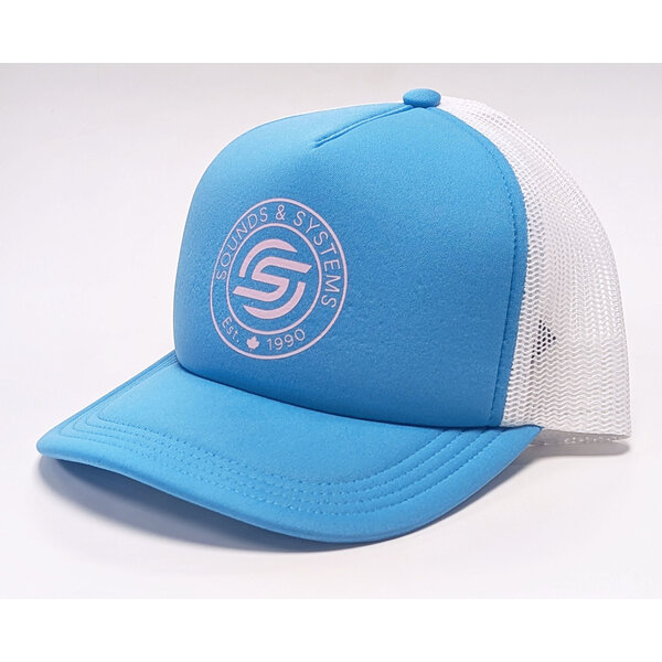 Custom Lids Sounds & Systems Crowns Foam Trucker - White/Light Blue/Pink