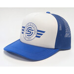 Custom Lids Sounds & Systems Cowns Foam Trucker - White/Royal Blue Wings