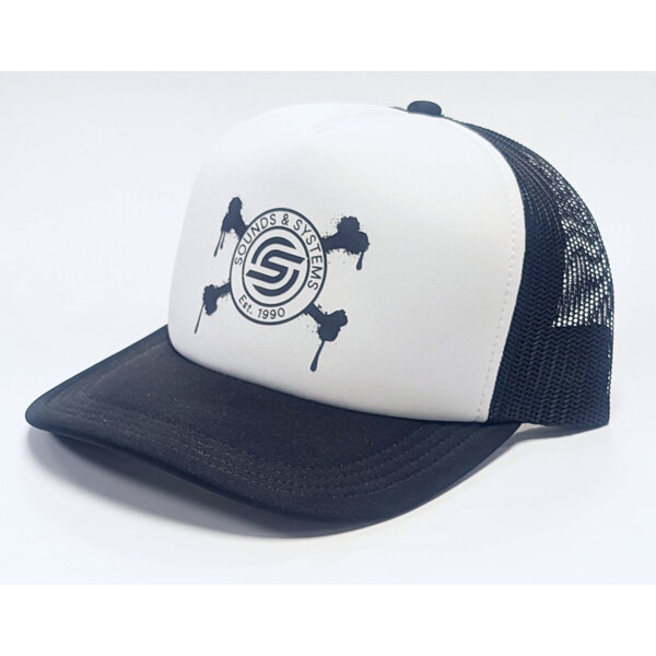 Custom Lids Sounds & Systems Crowns Foam Trucker - White/Black Bones