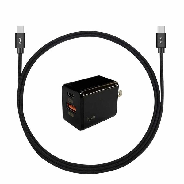Blu Element Blu Element Wall Charger USB-C 20W PD with USB-C to USB-C Cable 4ft Bundle Black