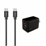 Blu Element Blu Element Wall Charger USB-C 20W PD with USB-C to USB-C Cable 4ft Bundle Black