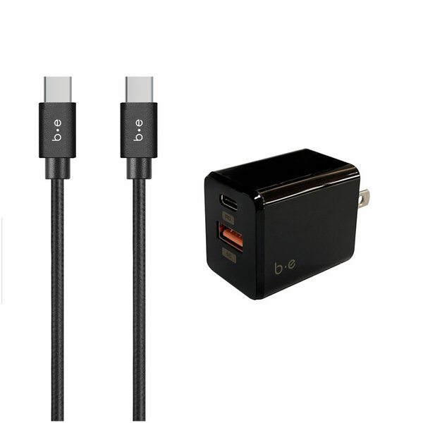 Blu Element Blu Element Wall Charger USB-C 20W PD with USB-C to USB-C Cable 4ft Bundle Black
