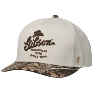 Gibson Script Logo Structured Snapback Hat - Camo
