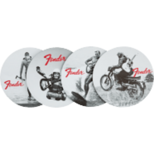 Fender Fender™ Vintage Ads 4-Pk Coaster Set Black and White