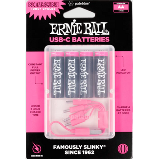 Ernie Ball Ernie Ball USB-C Rechargeable AA Battery by Paleblue (4 Pack)