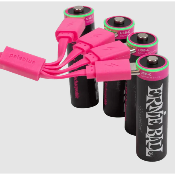Ernie Ball Ernie Ball USB-C Rechargeable AA Battery by Paleblue (4 Pack)