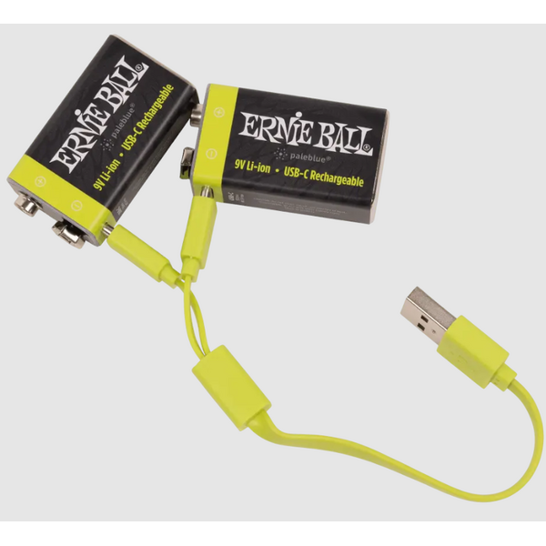 Ernie Ball Ernie Ball USB-C Rechargeable 9v Battery by Paleblue (2 Pack)