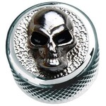 WD Music Q-Parts Knobs with Angry Skull Inlay Chrome