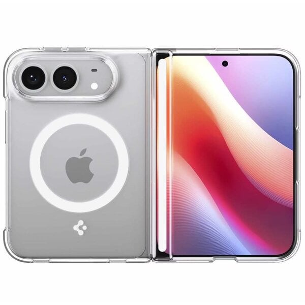 Spigen Spigen Crystal Hybrid Pro MagFit Case Clear White for iPhone Duo