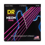 Dr. Strings Neon Pink K3 Coated Nickel Plated 7-String Electric Guitar Strings, Medium (10-56)