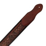 Profile Leather Padded Strap with Celtic Knot Pattern Dark Brown
