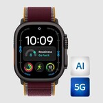 Apple Apple Watch Ultra 4 49mm Titanium Black case with Burgundy Trail Loop Band S/M