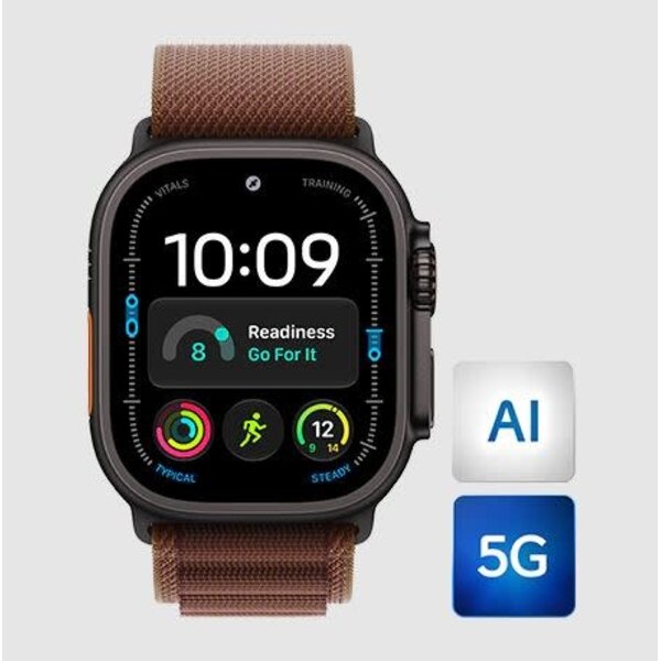 Apple Apple Watch Ultra 4 49mm Titanium Black case with Burgundy Alpine Loop Band Medium