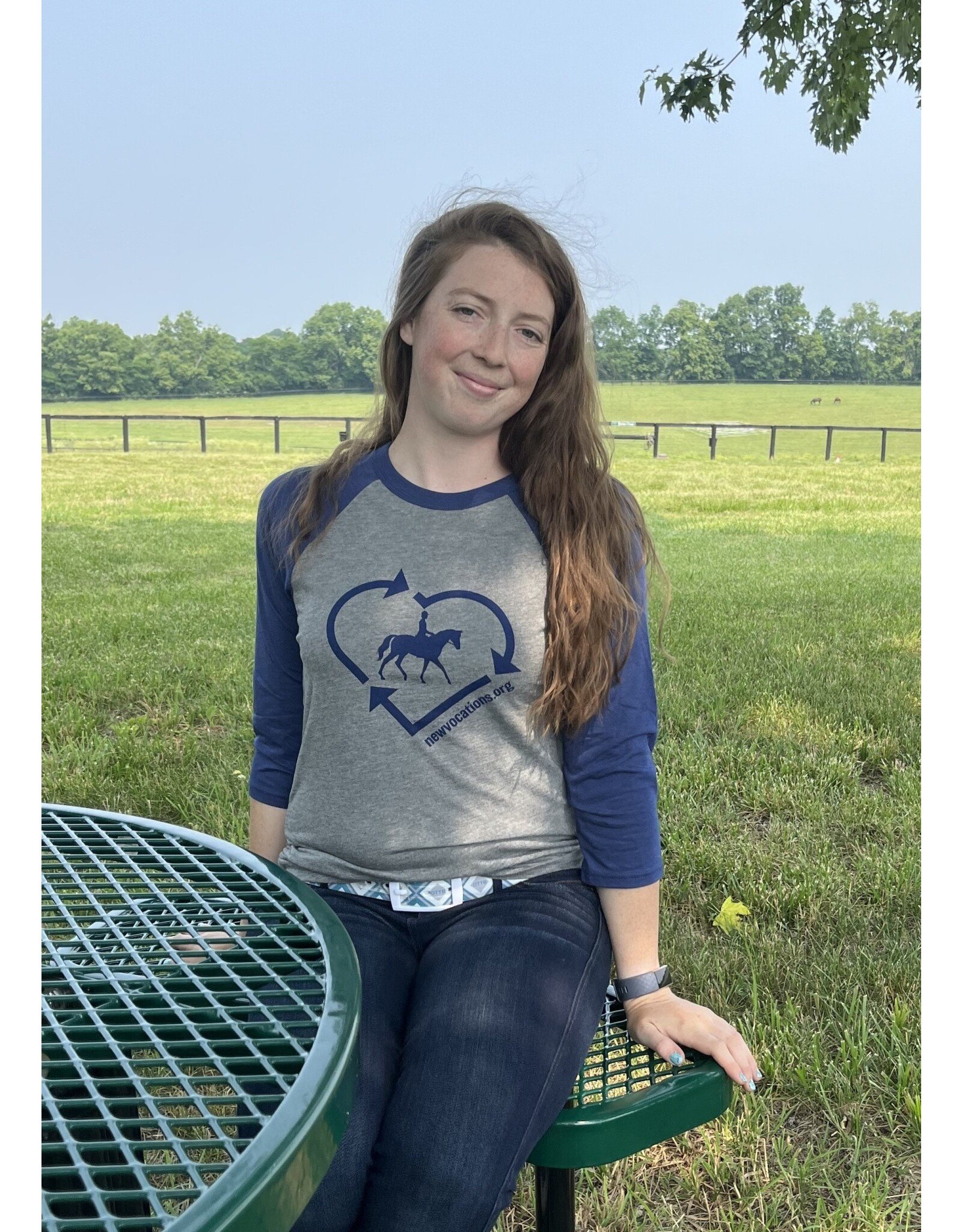 Navy & Grey Recycle Heart Baseball Tee