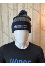Navy Striped Beanie with Pom