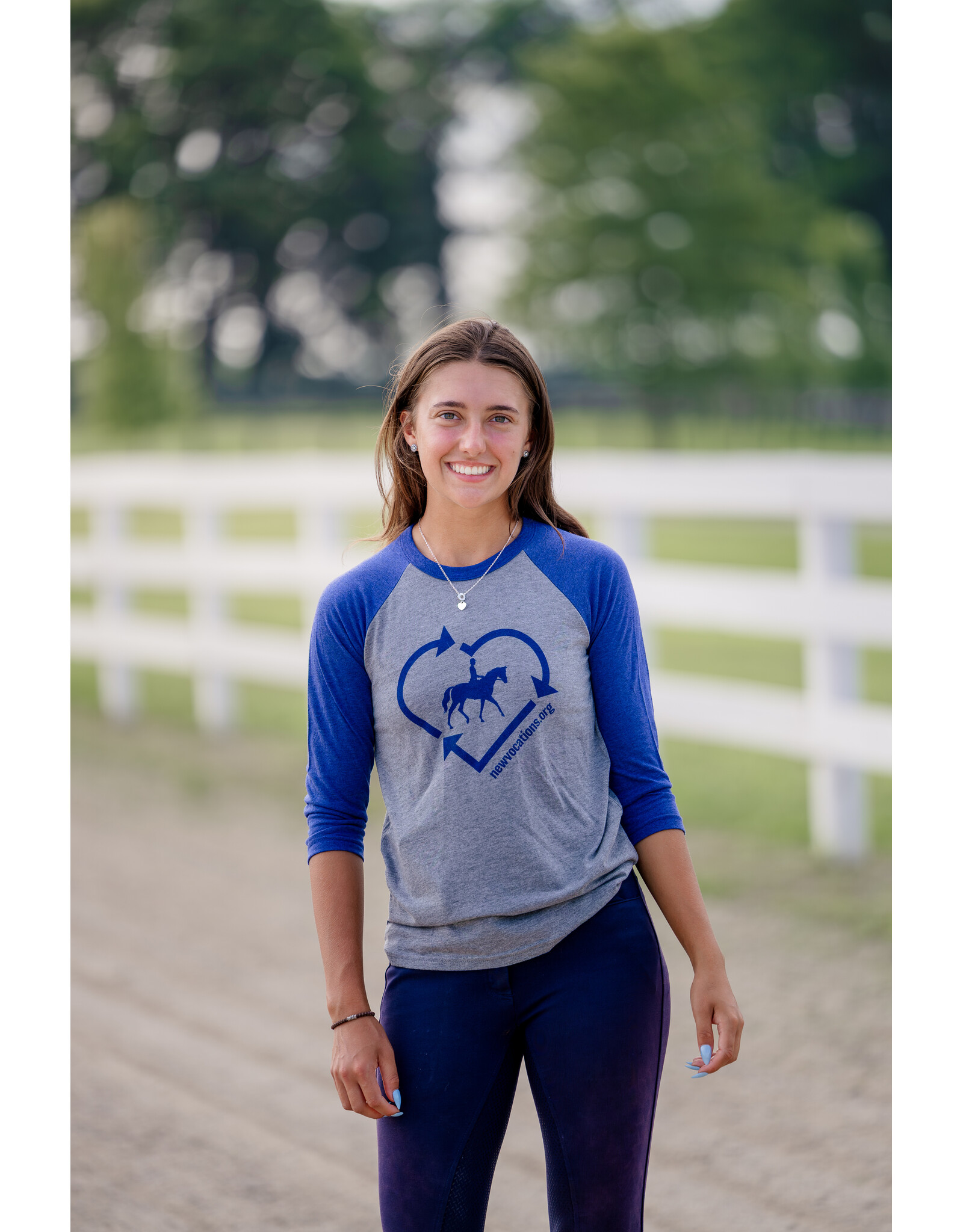Navy & Grey Recycle Heart Baseball Tee