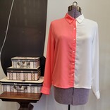 Lady London coral colour-block blouse sz MEDIUM