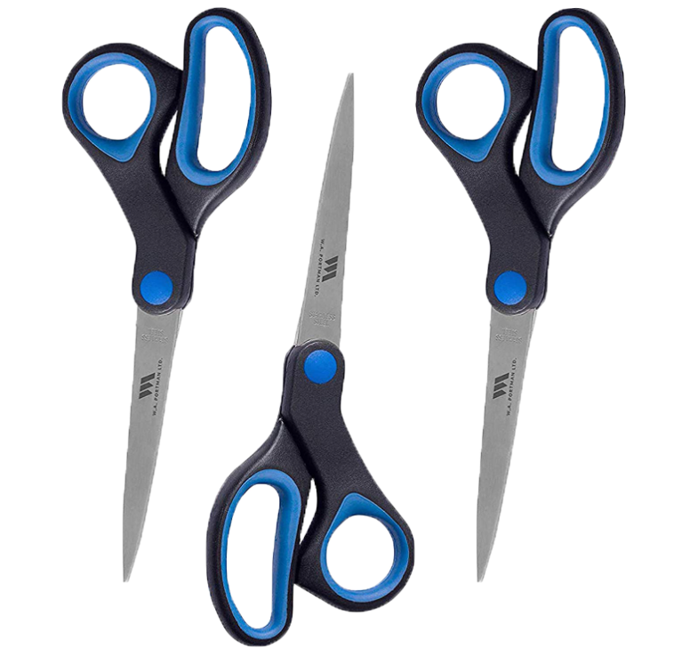 W.A. Portman Adult Blue/Black Scissors 8.0" (1pk, 3pk, 9pk, 12pk)