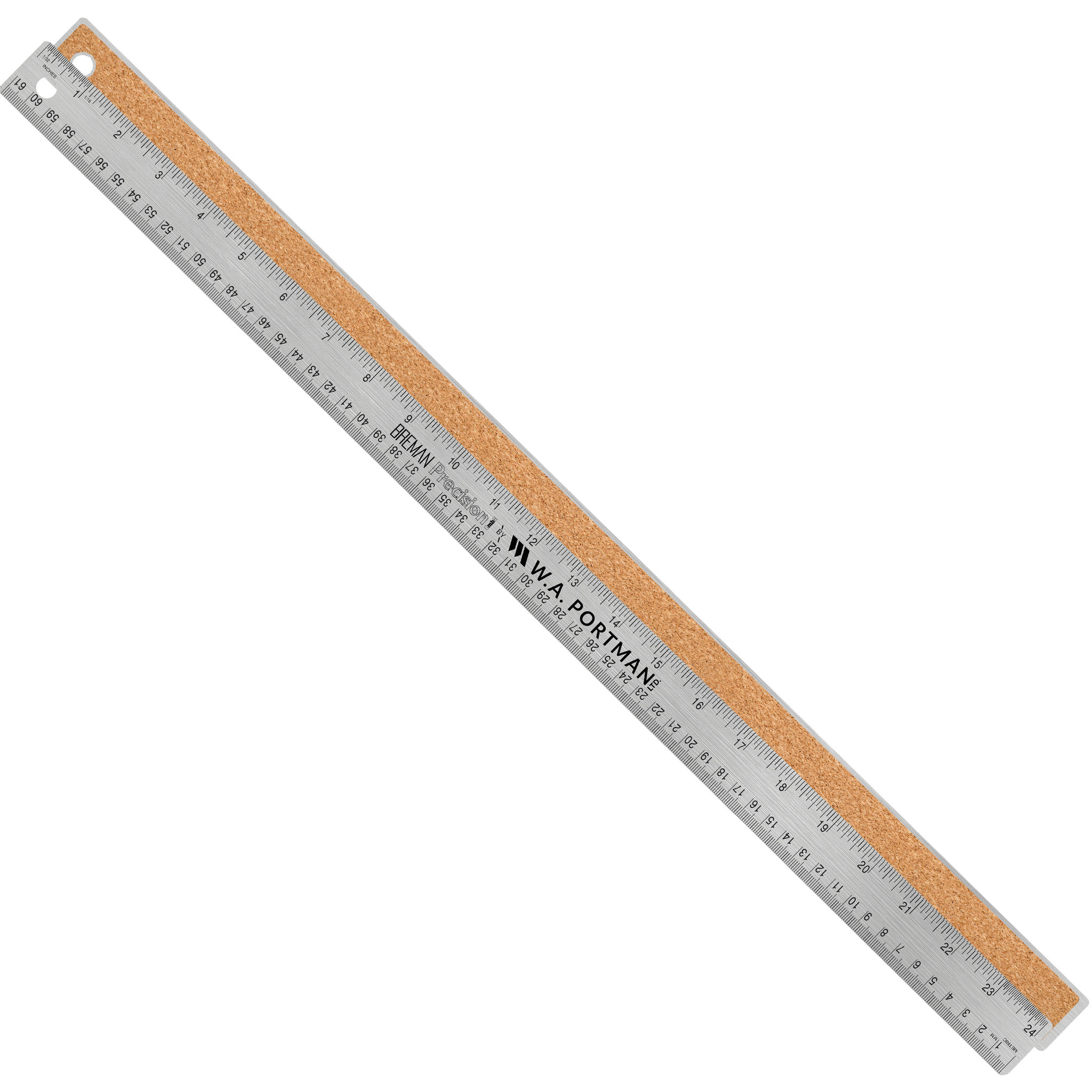 W.A. Portman 24" Stainless Cork Back Ruler (1pk, 2pk, 10pk)