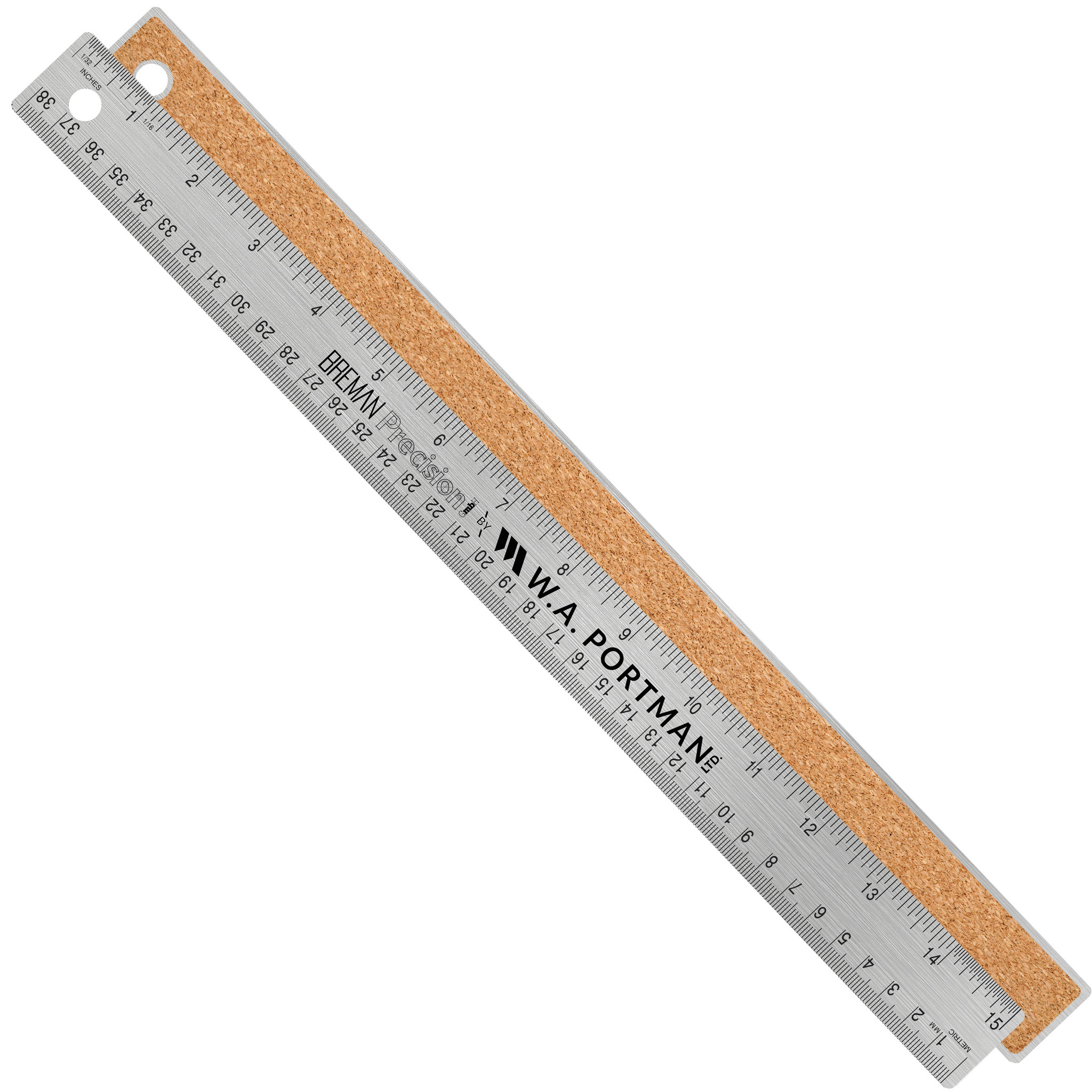 W.A. Portman 15" Stainless Cork Back Ruler 1pk