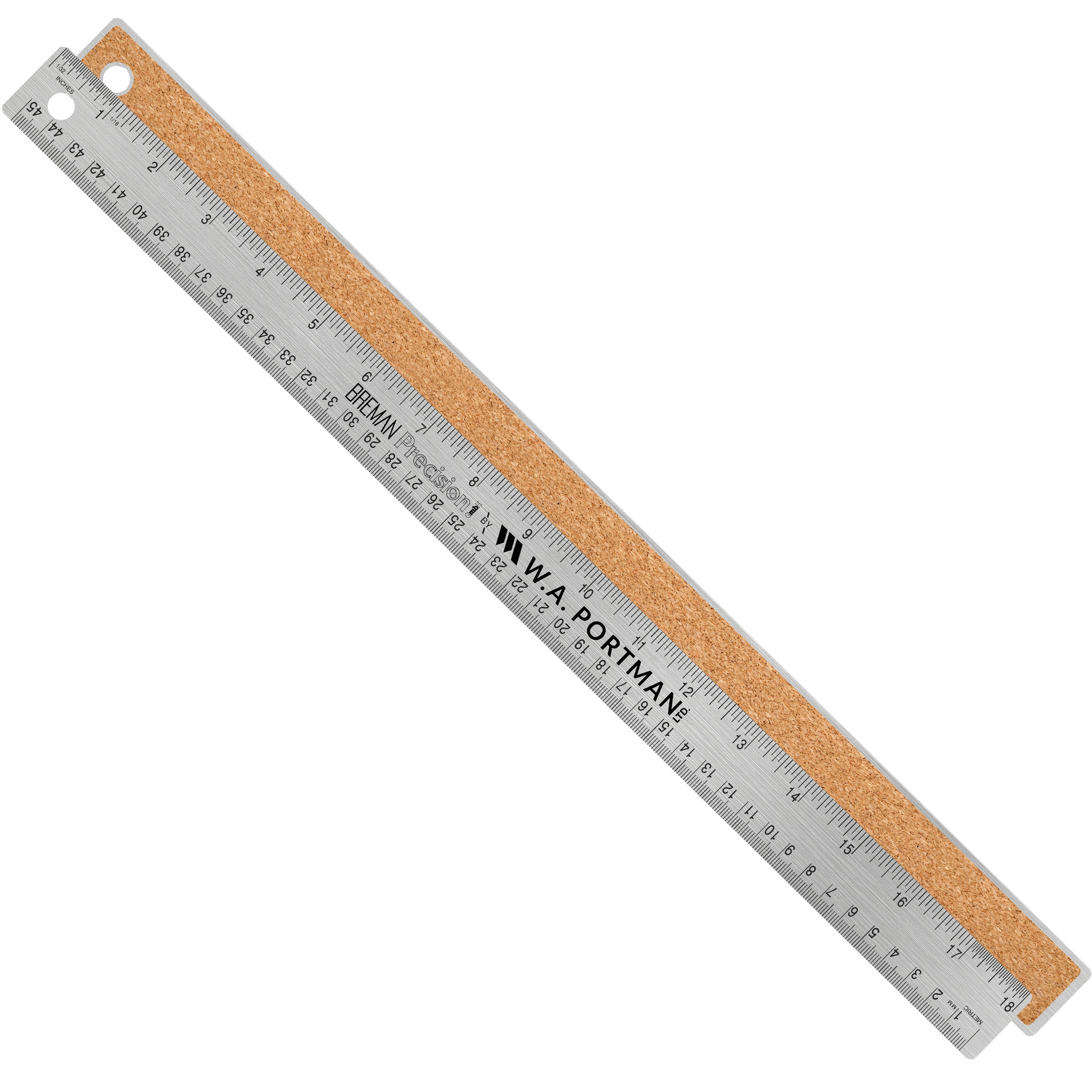 W.A. Portman 18" Stainless Cork Back Ruler 1pk