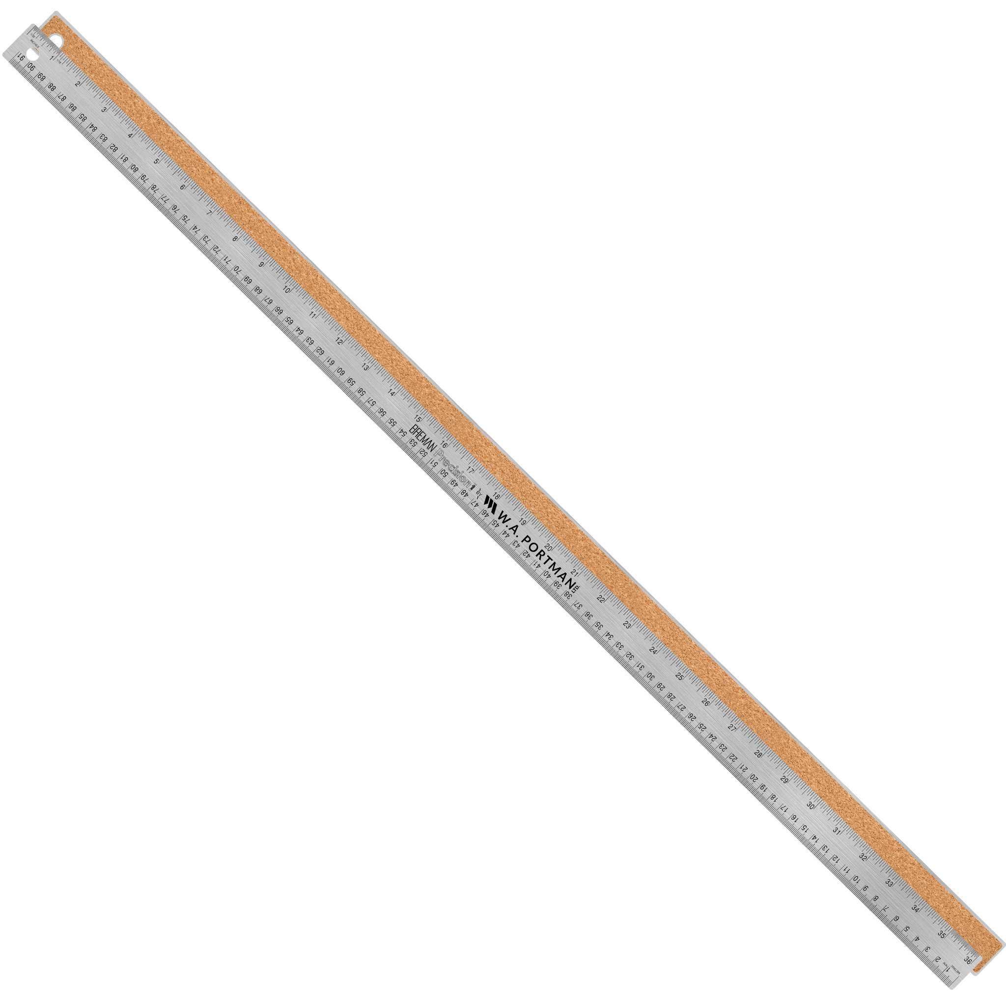 W.A. Portman 36" Stainless Cork Back Ruler 1pk
