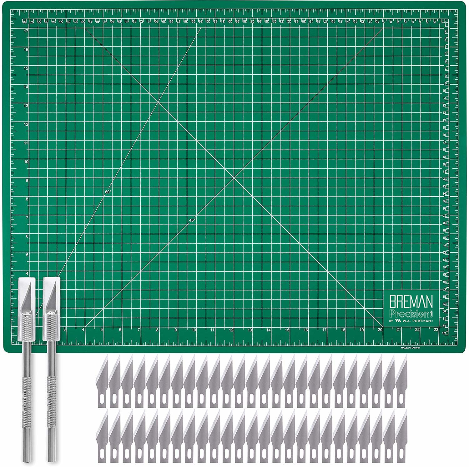 W.A. Portman 18x24 Hobby Knife Mat Set w/50 Blades