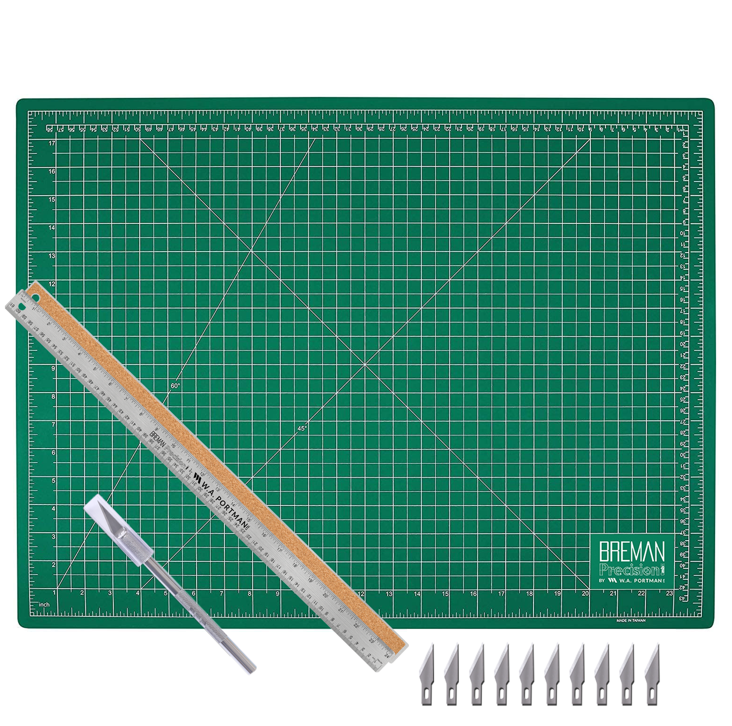 W.A. Portman 18x24 Craft Knife & Ruler Mat Set