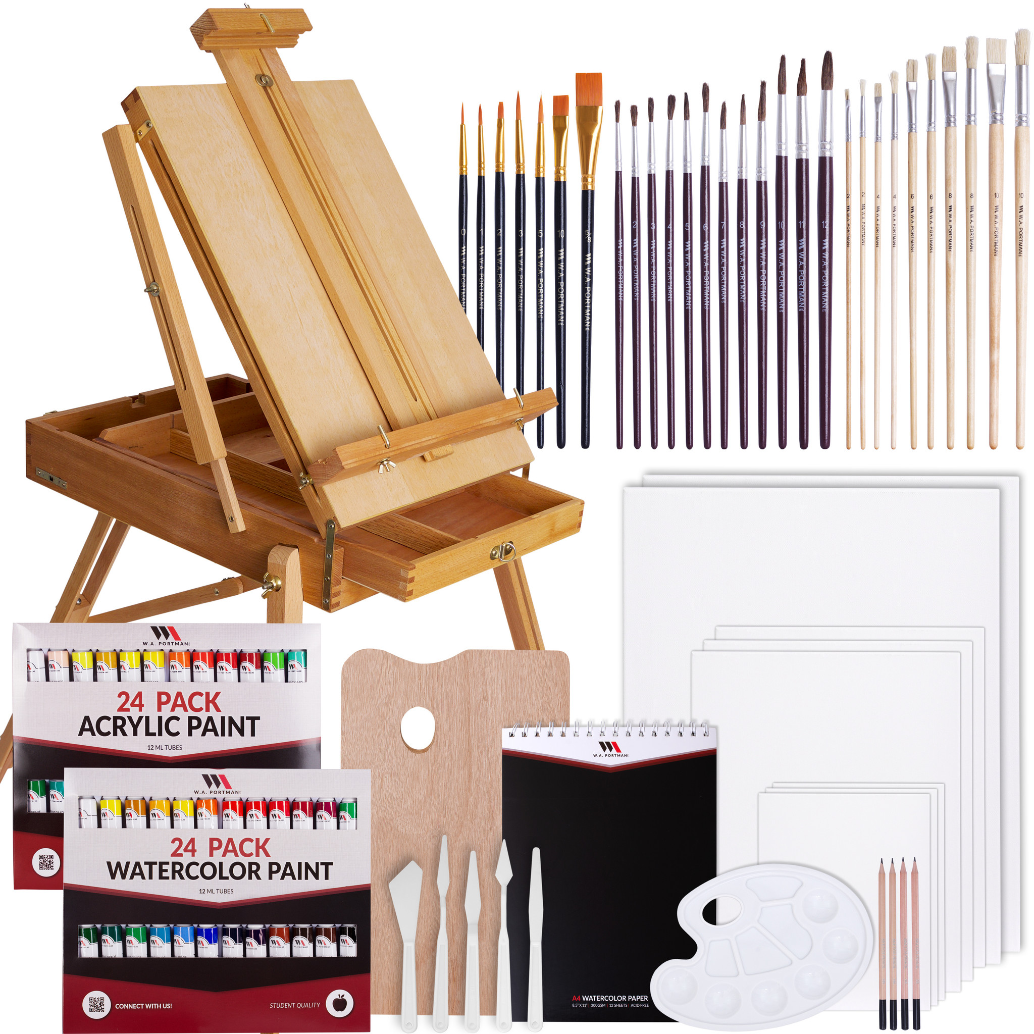 W.A. Portman 99pc Professional Natural Easel Kit
