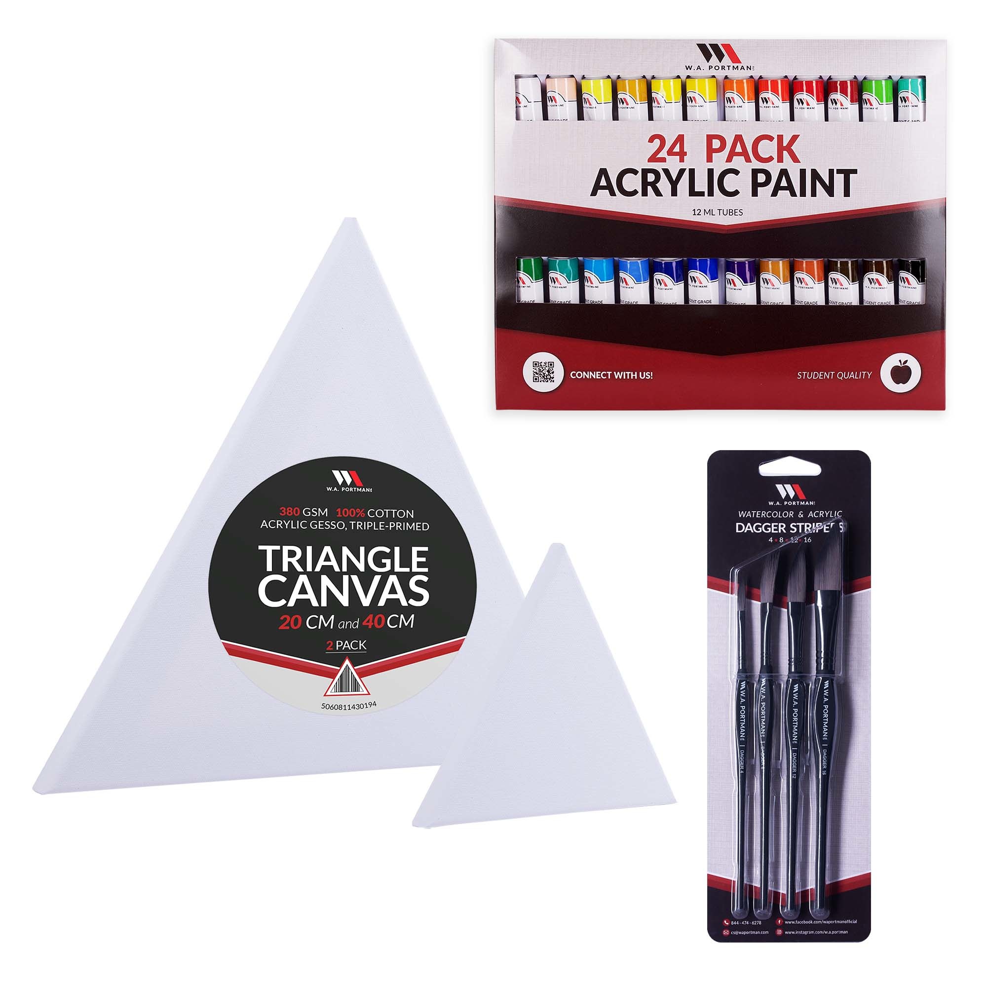 W.A. Portman Triangle Canvas & Dagger Brush Deluxe Painting Set