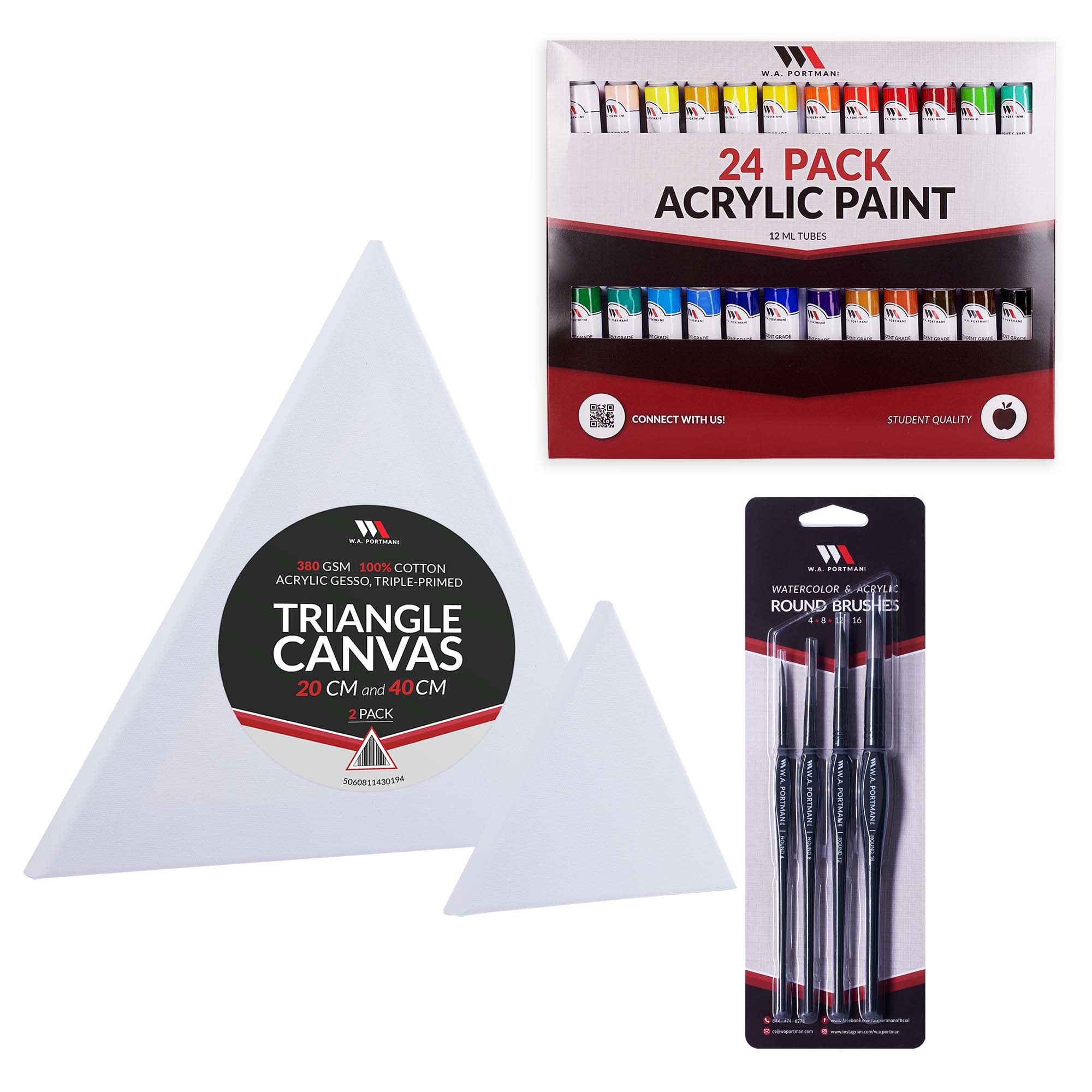 W.A. Portman Triangle Canvas & Round Brush Deluxe Painting Set