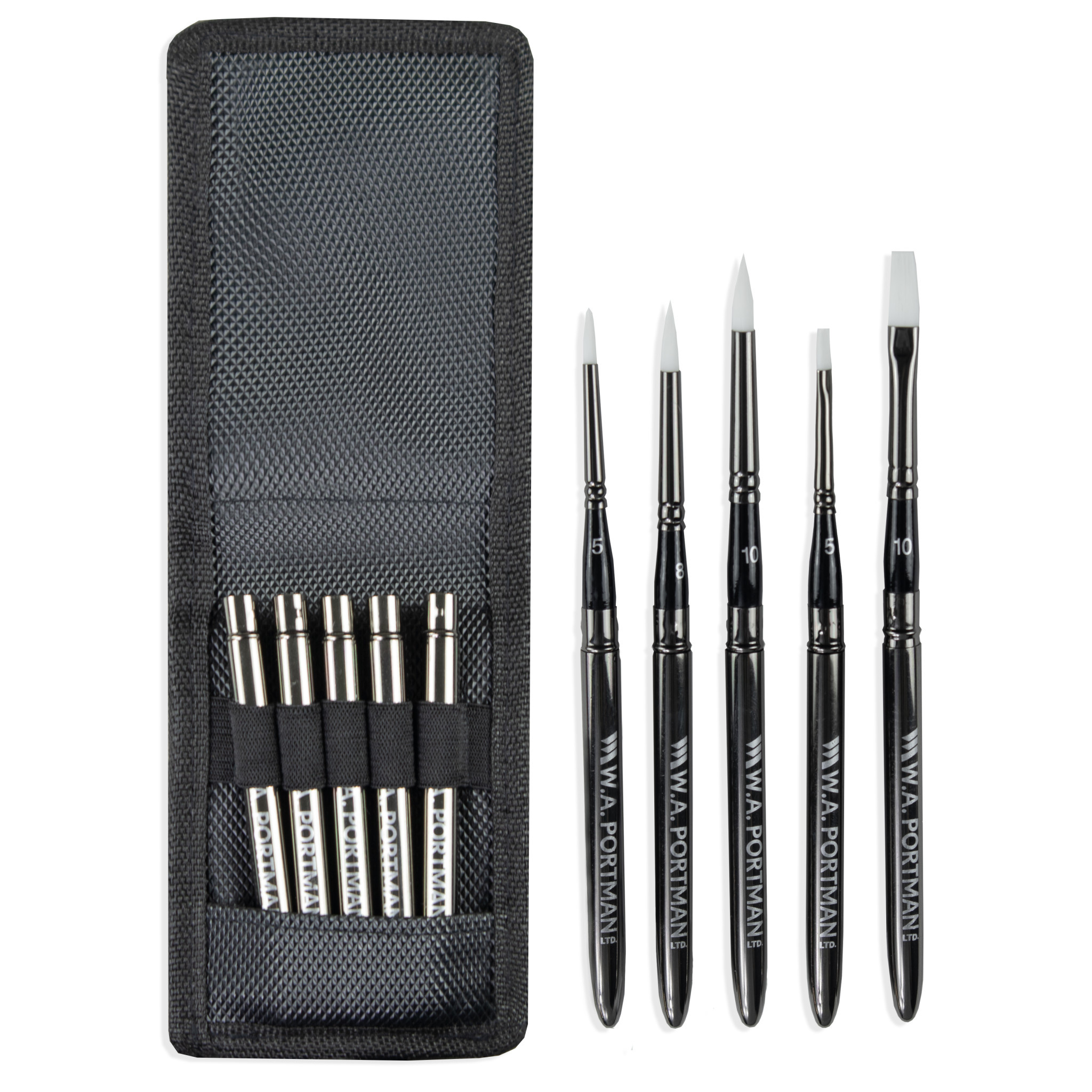 W.A. Portman Travel Paint Brushes - Large - Set of 5