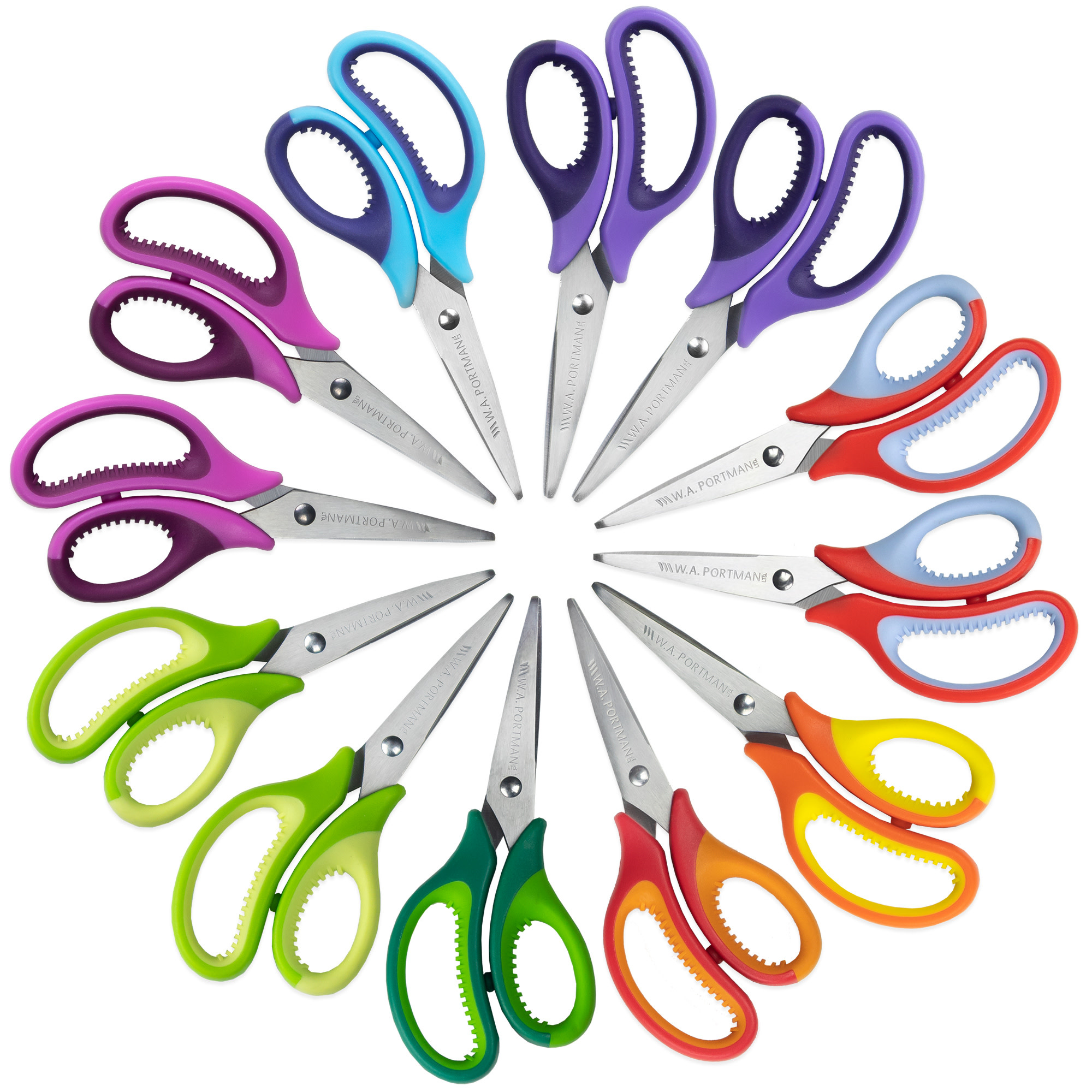 W.A. Portman 12 Pack Pointed Kids Scissors