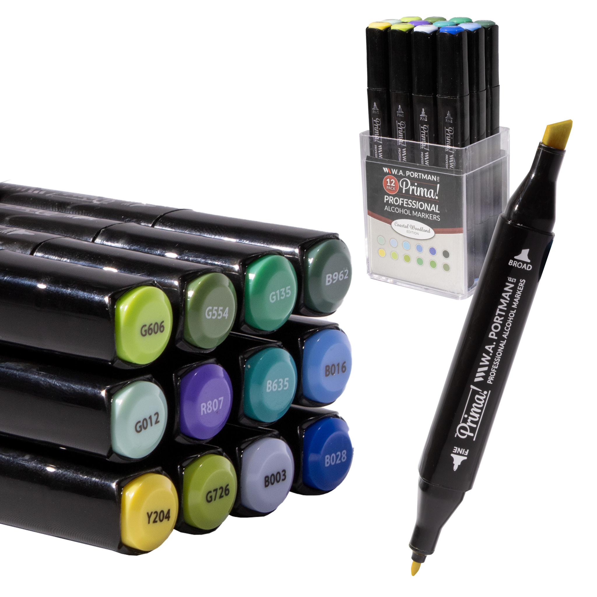 W.A. Portman Prima! Professional Alcohol Markers- Coastal Woodland 12 pc W.A. Portman Prima! Professional Alcohol Markers- Coastal Woodland 12 pc