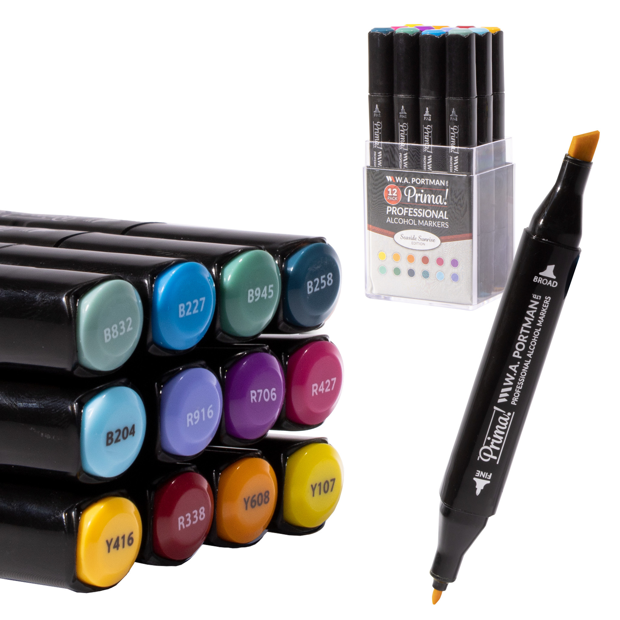 W.A. Portman Prima! Professional Alcohol Markers - Seaside Sunrise 12 pc W.A. Portman Prima! Professional Alcohol Markers - Seaside Sunrise 12 pc