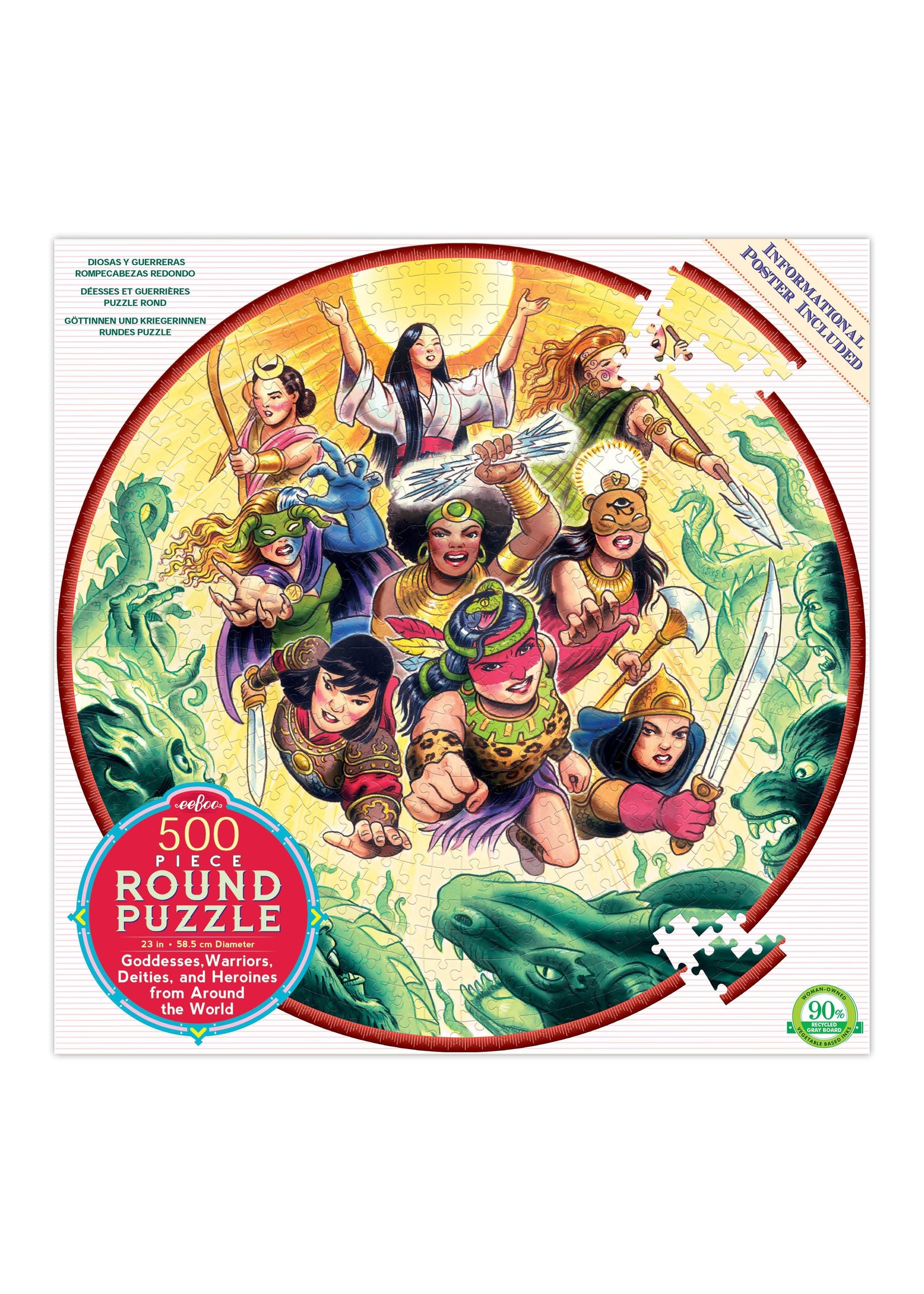 eeBoo "Goddesses and Warriors" 500 Piece Round Puzzle