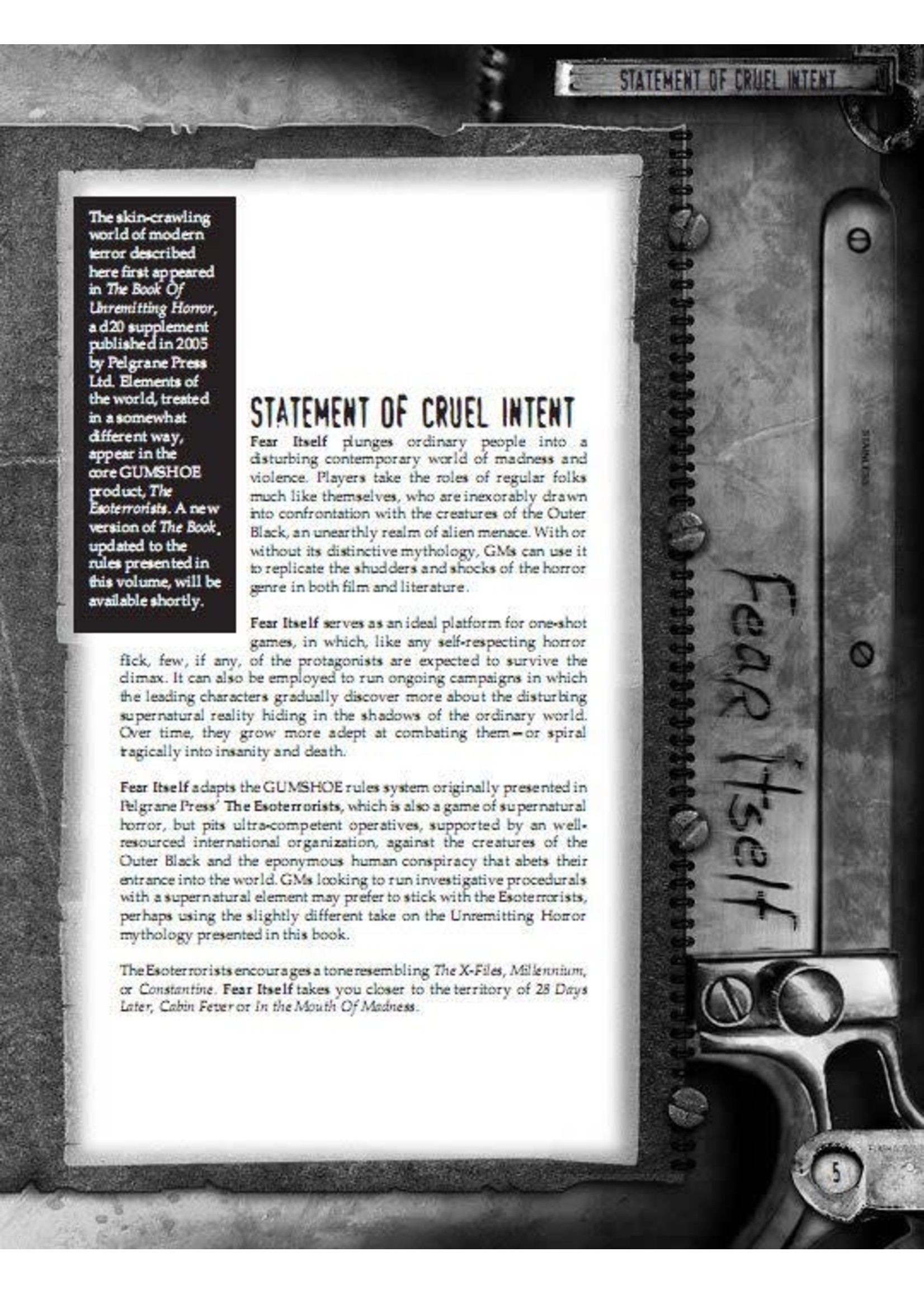 Pelgrane Press Fear Itself 1E: Core Rulebook