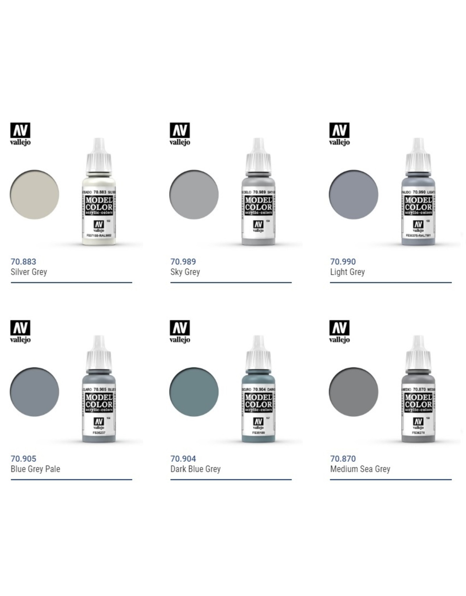 Vallejo Model Colors Black Grey Shades Gamescape North