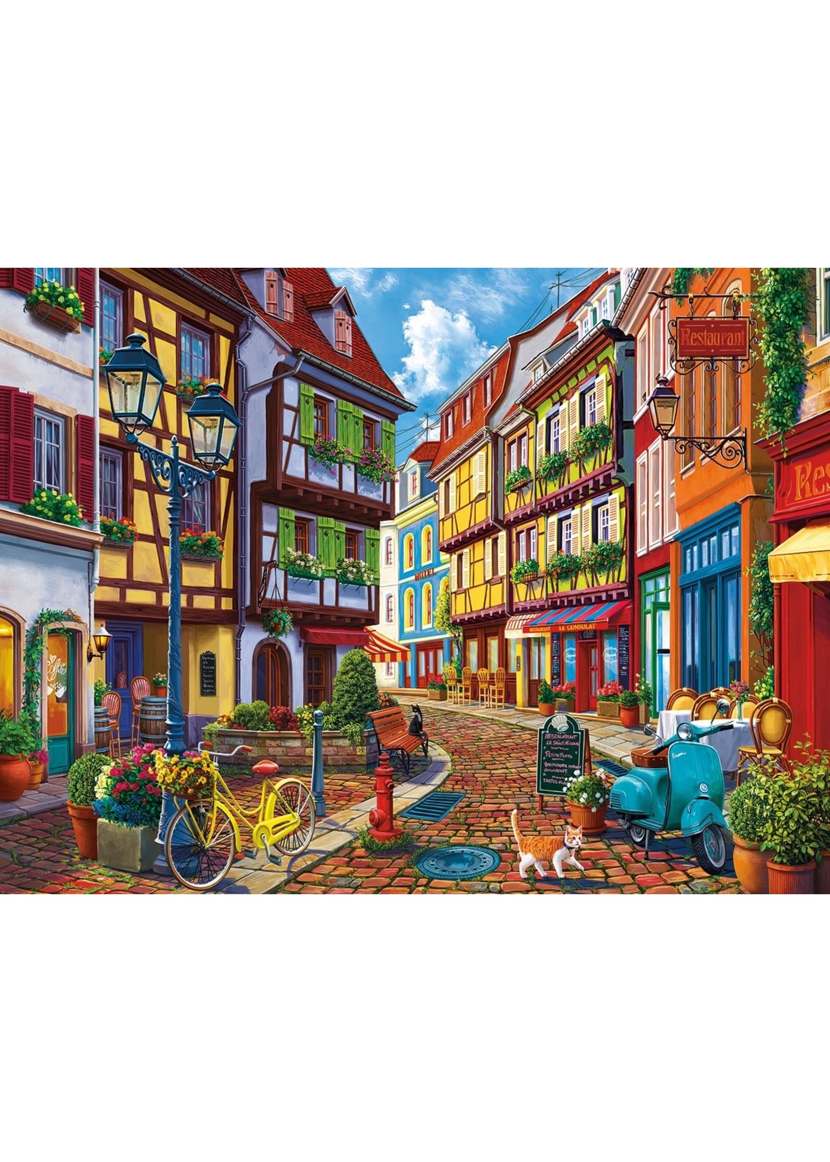 White Mountain Puzzle "Old World Street" 500 Piece Puzzle