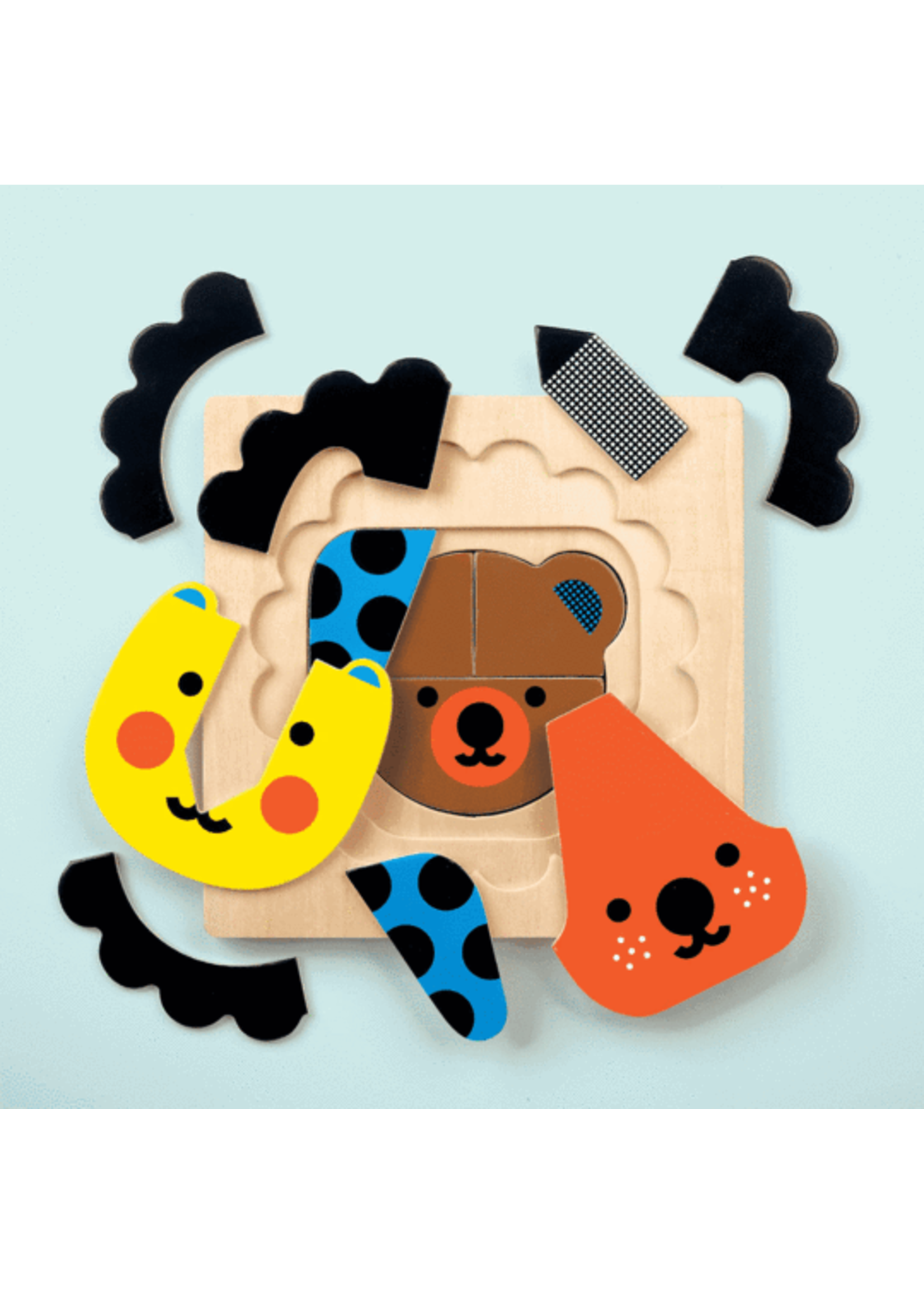 Mudpuppy Animal Faces 4 Layer Wood Puzzle