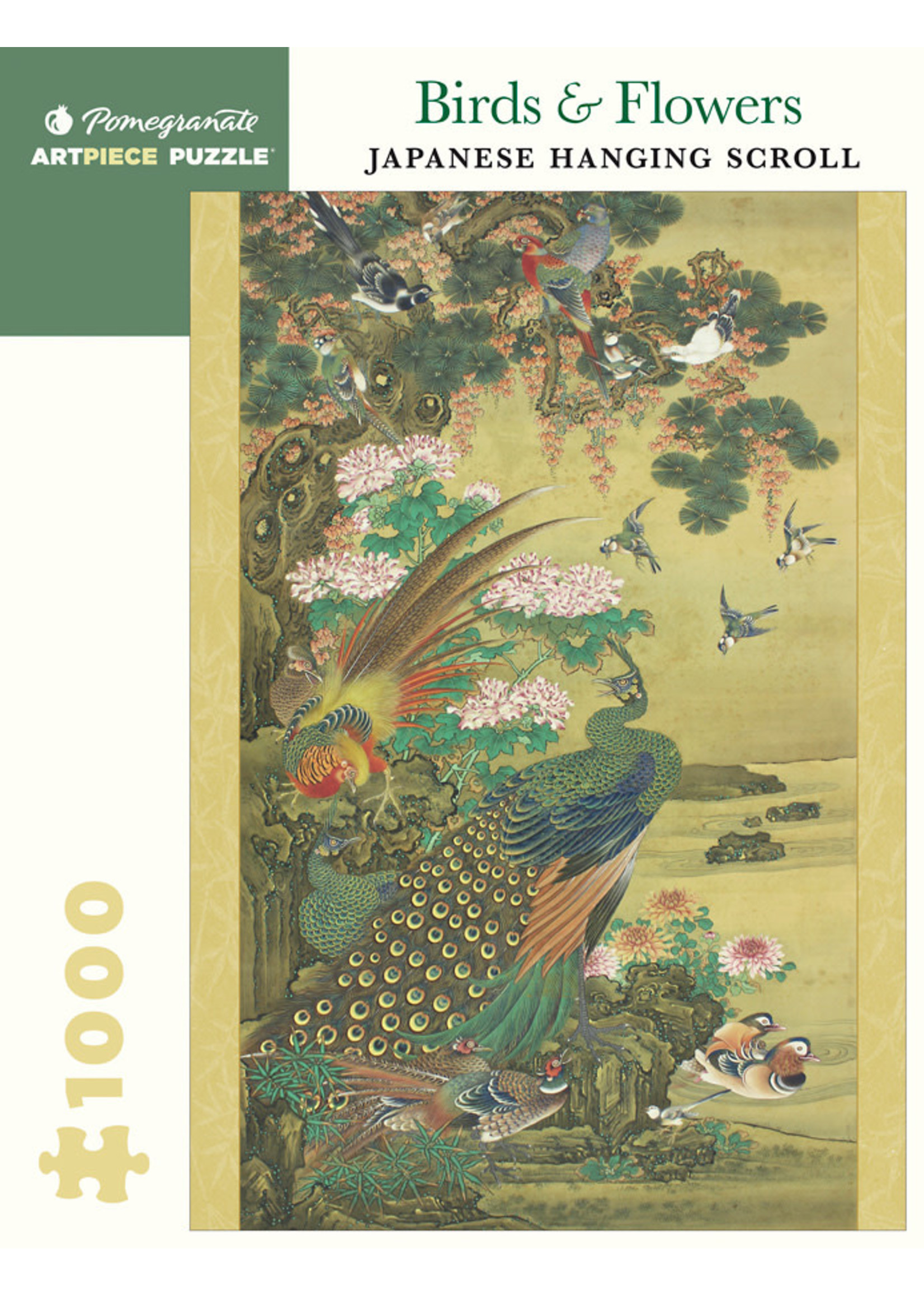 Pomegranate Birds & Flowers Japanese Hanging Scroll 1000 Piece Puzzle