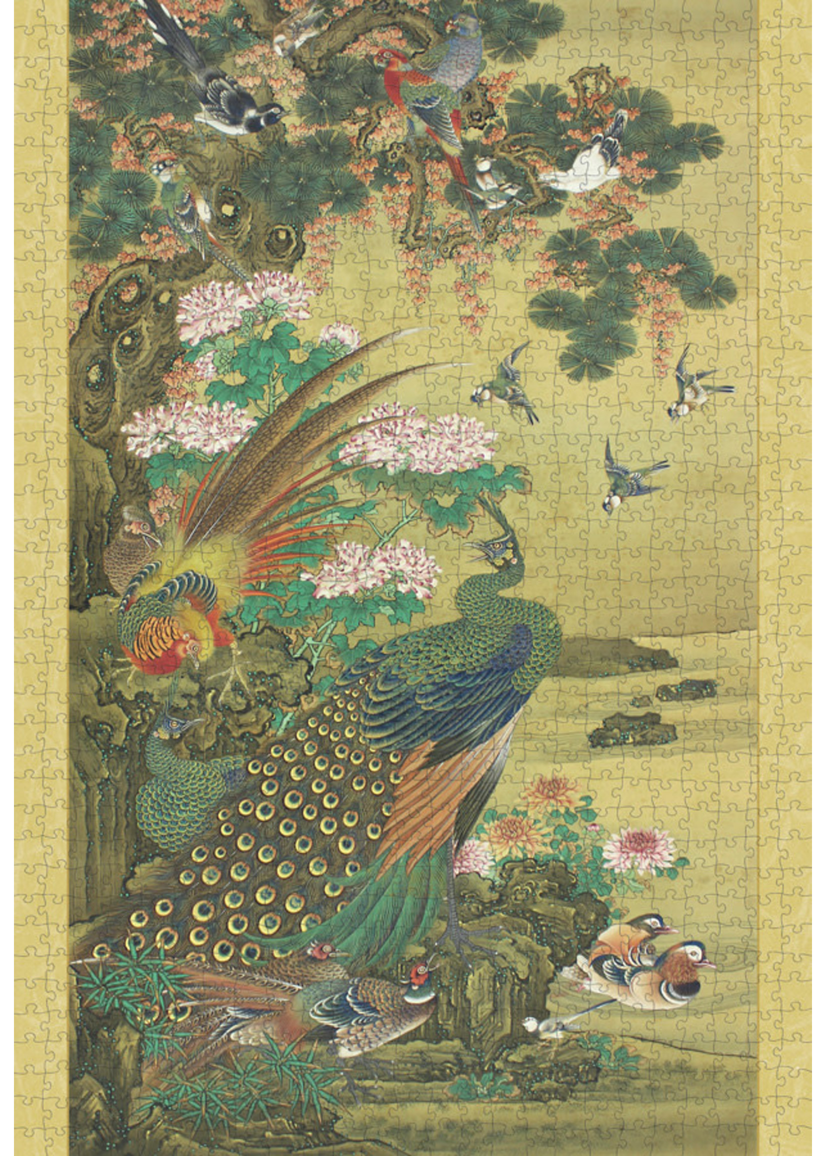 Pomegranate Birds & Flowers Japanese Hanging Scroll 1000 Piece Puzzle