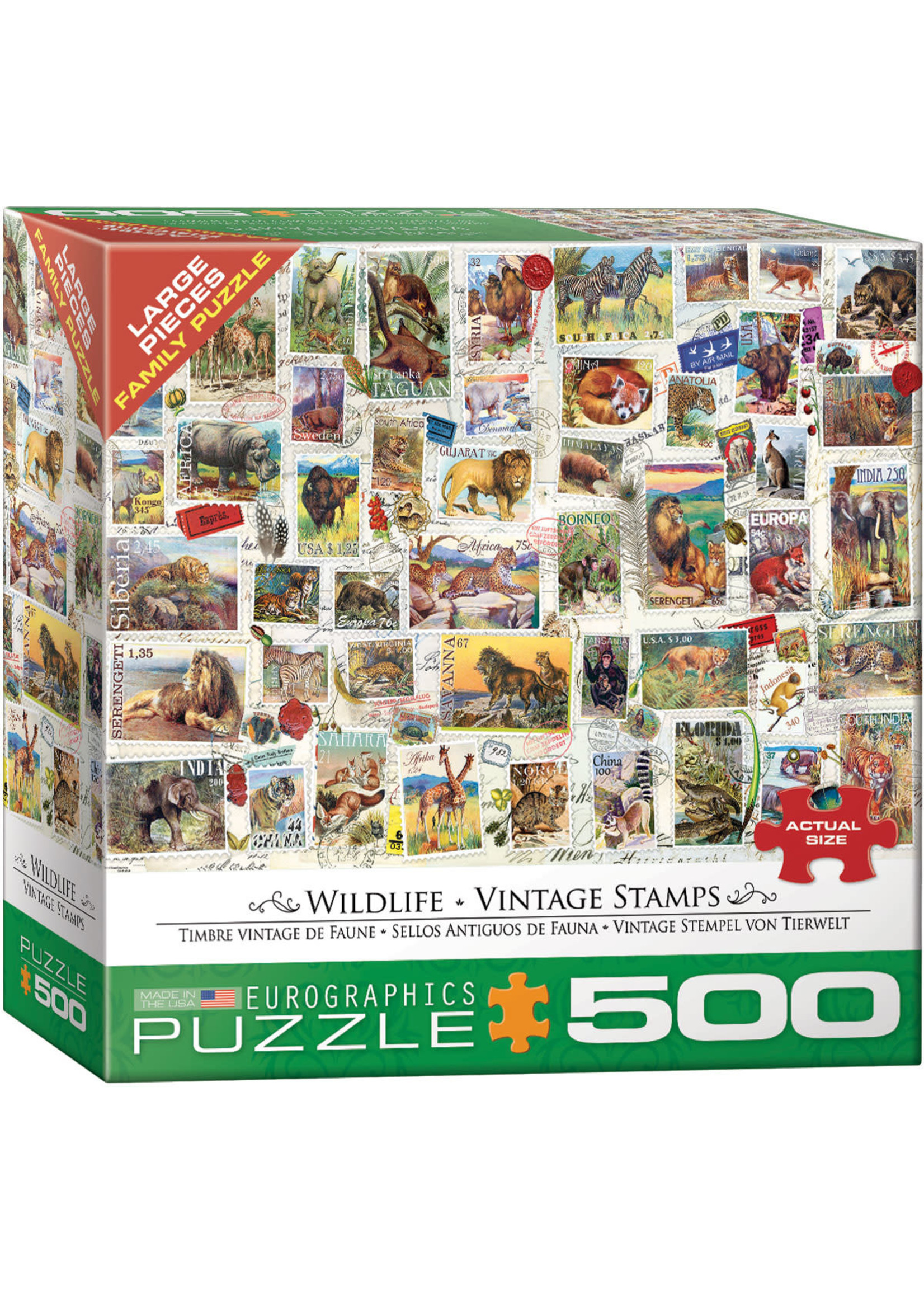 Eurographics "Wildlife Vintage Stamps"  500 Piece Puzzle