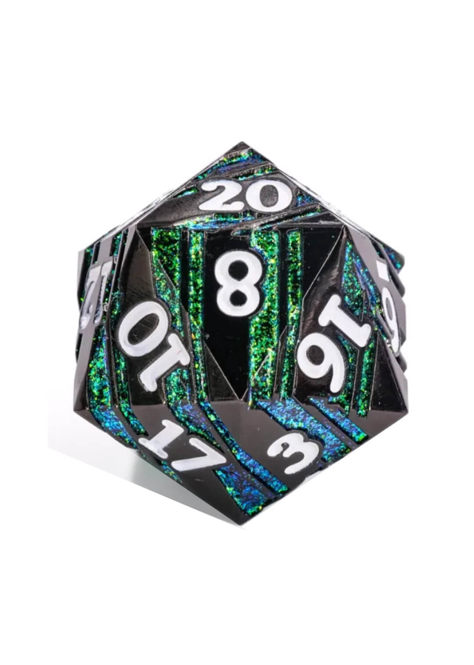 HD Dice Titan D20 Metal Aura of Vitality ( Green/Blue )