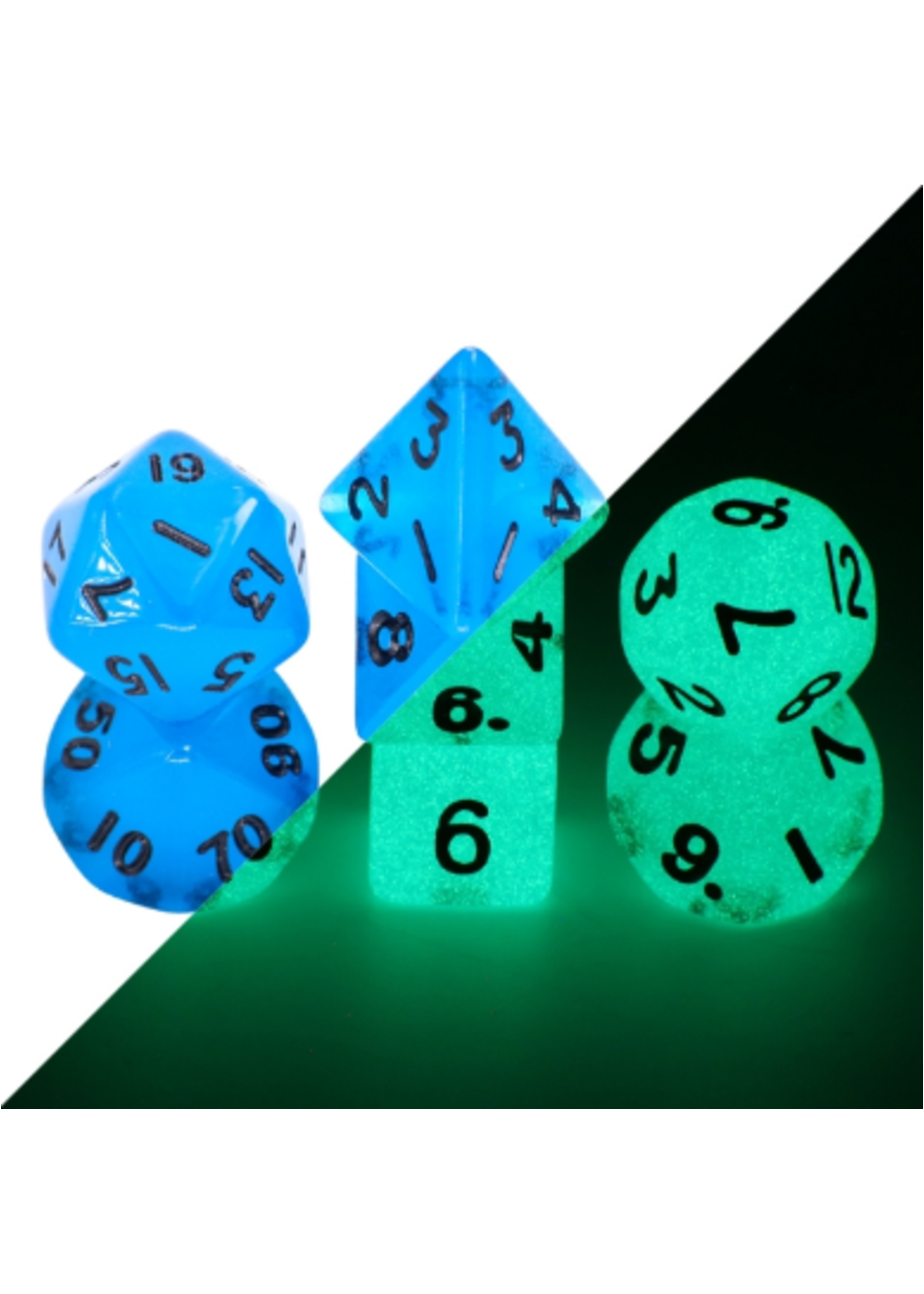 HD Dice Mini RPG Dice Glow in the Dark - Blue