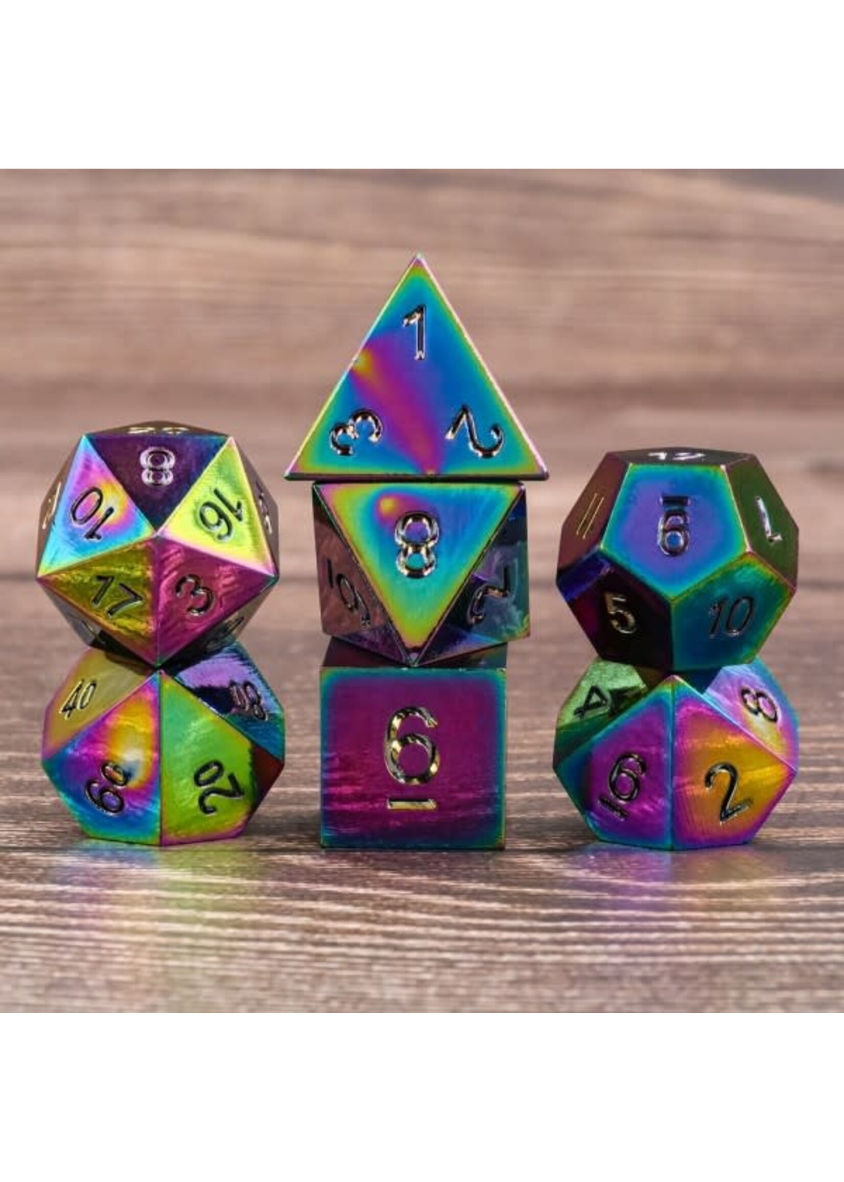 HD Dice Metal 7 Piece RPG Dice Set Rainbow