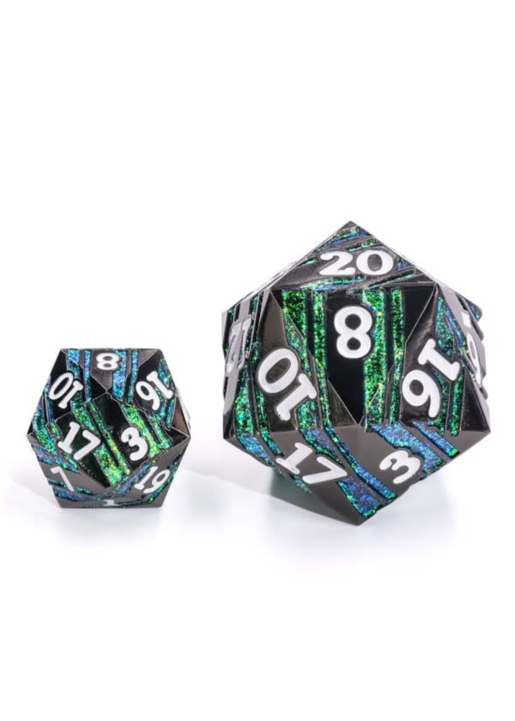 HD Dice Titan D20 Metal Aura of Vitality ( Green/Blue )